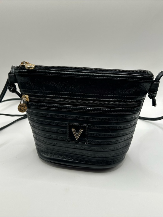 Valentino Handbags - Mario Valentino Vintage Black Crossbody with Gold V Emblem